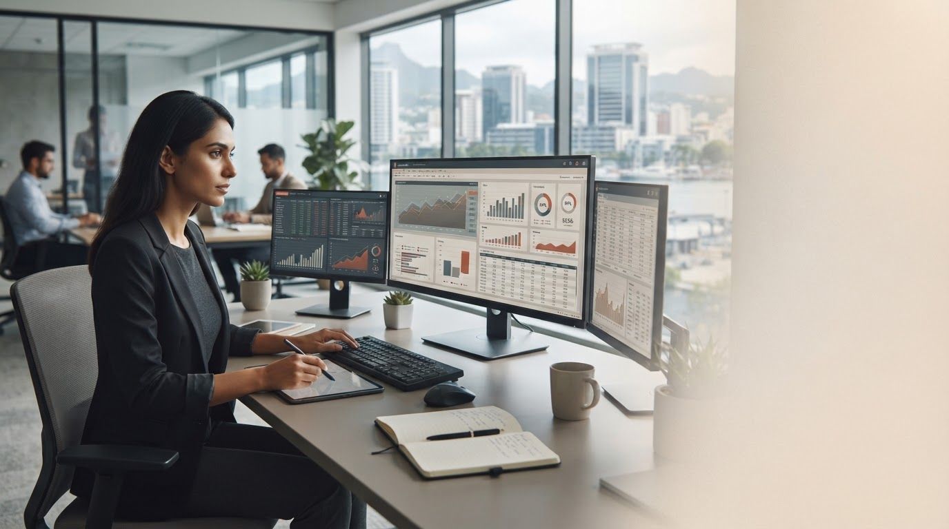 Mercado YPFivo — visualización de flujos de datos y curvas predictivas en un panel oscuro